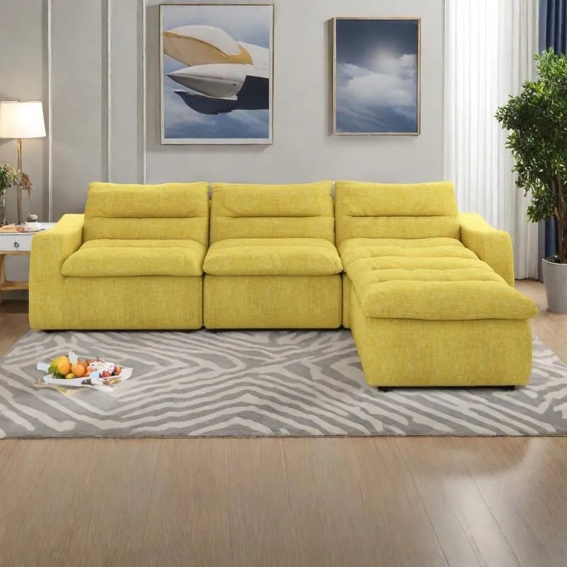 116.26 Modular Foam L-Shaped Floor Sofa with Free Combination, No-Assembly Design & Ergonomic Support (4/6-Seater Options) 10