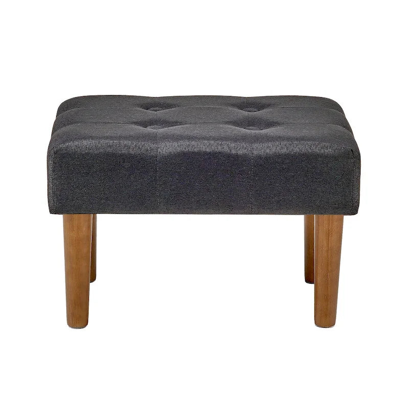 2 Pcs Small Foot Stool Ottoman, Linen Ottoman Foot Rest with Legs, Rectangle Upholstered Footrest 3