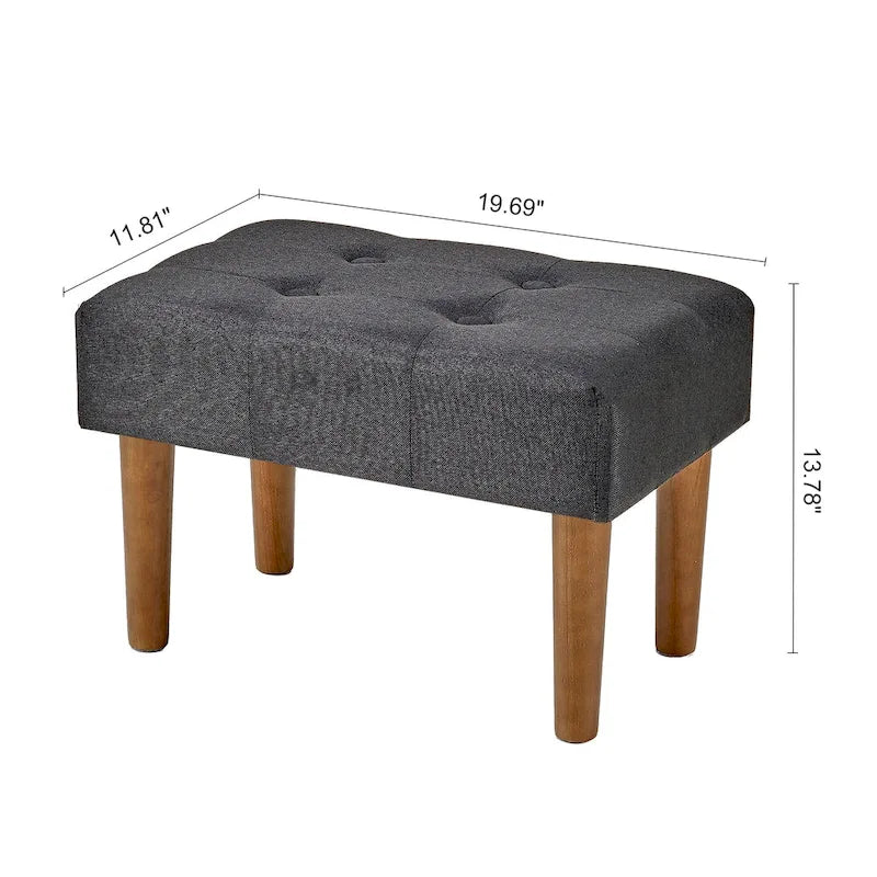 2 Pcs Small Foot Stool Ottoman, Linen Ottoman Foot Rest with Legs, Rectangle Upholstered Footrest 7