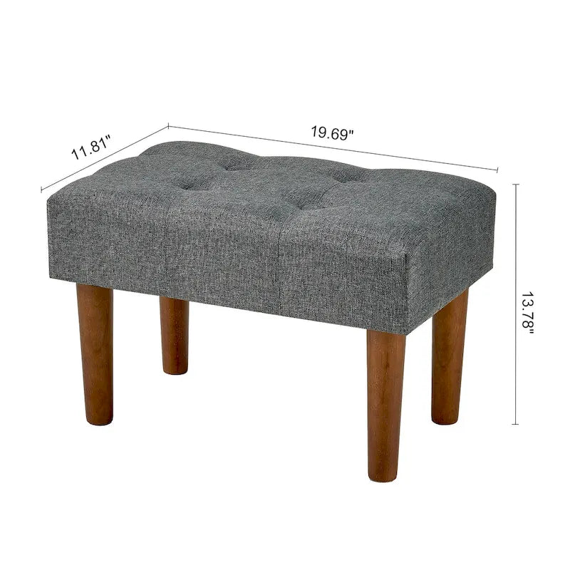 2 Pcs Small Foot Stool Ottoman, Linen Ottoman Foot Rest with Legs, Rectangle Upholstered Footrest 17