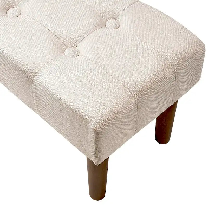 2 Pcs Small Foot Stool Ottoman, Linen Ottoman Foot Rest with Legs, Rectangle Upholstered Footrest 21