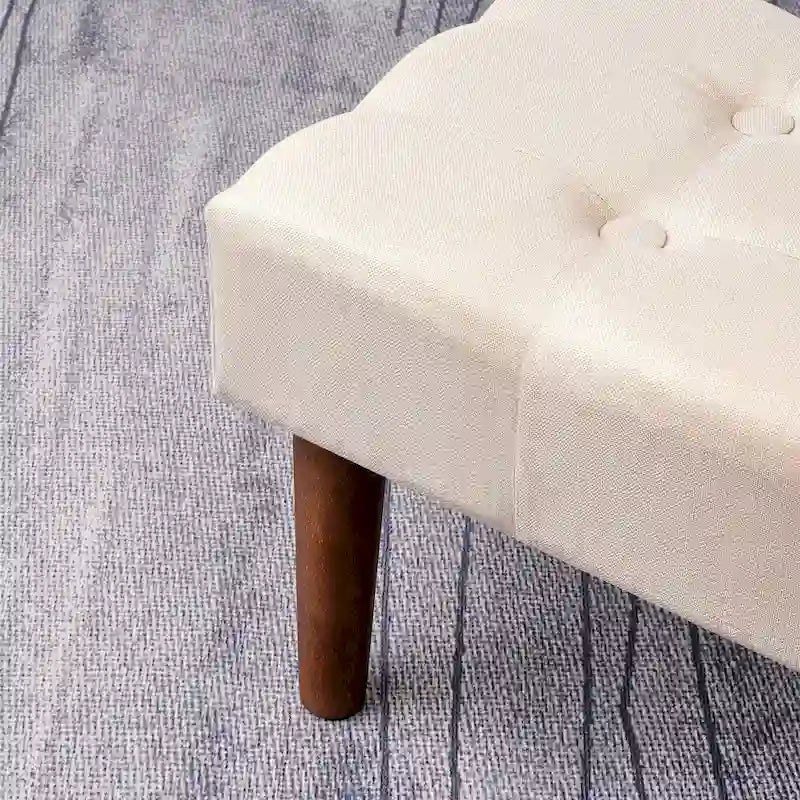 2 Pcs Small Foot Stool Ottoman, Linen Ottoman Foot Rest with Legs, Rectangle Upholstered Footrest 27