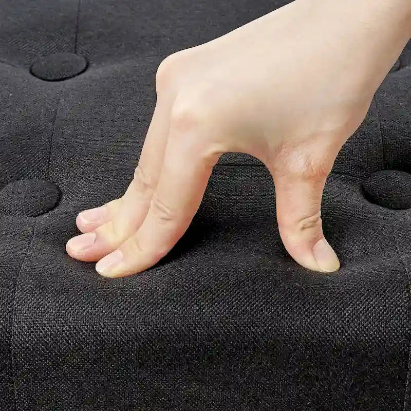 2 Pcs Small Foot Stool Ottoman, Linen Ottoman Foot Rest with Legs, Rectangle Upholstered Footrest 31