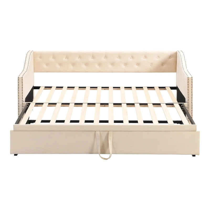 Twin Size Upholstered Daybed with Pop Up Trundle, Gray 15