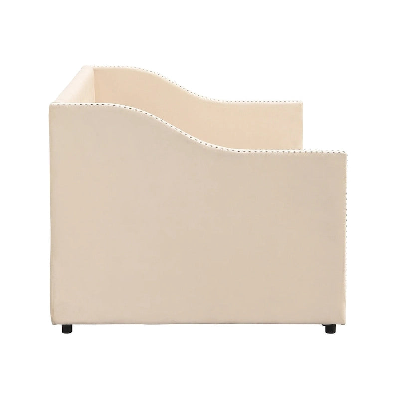 Twin Size Upholstered Daybed with Pop Up Trundle, Gray 16