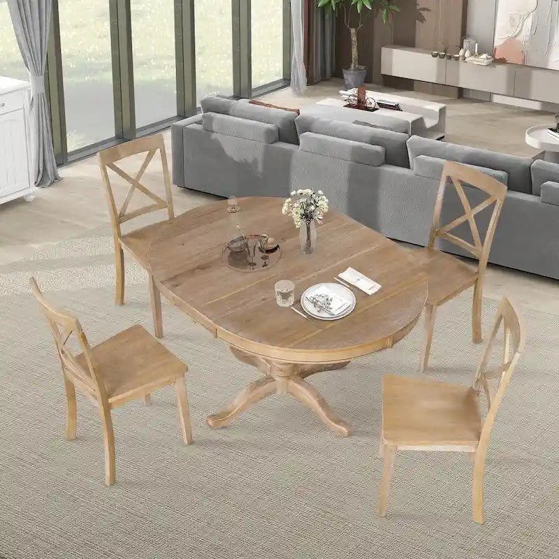 Modern Dining Table Set for 4 with Round Table and 4 Kitchen Room Chairs, 5 Piece Kitchen Table Set for Dining Room 34