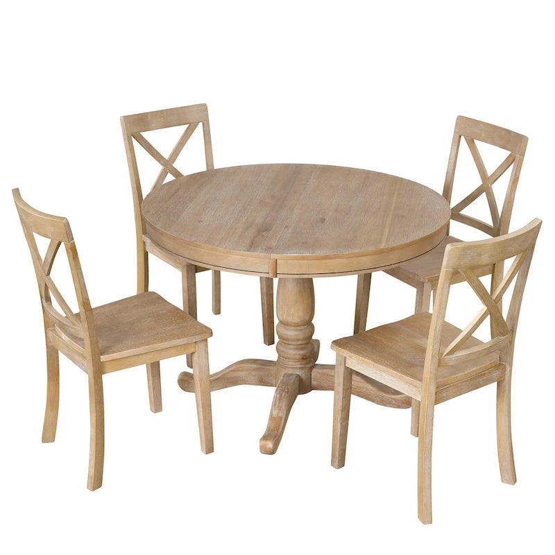 Modern Dining Table Set for 4 with Round Table and 4 Kitchen Room Chairs, 5 Piece Kitchen Table Set for Dining Room 3