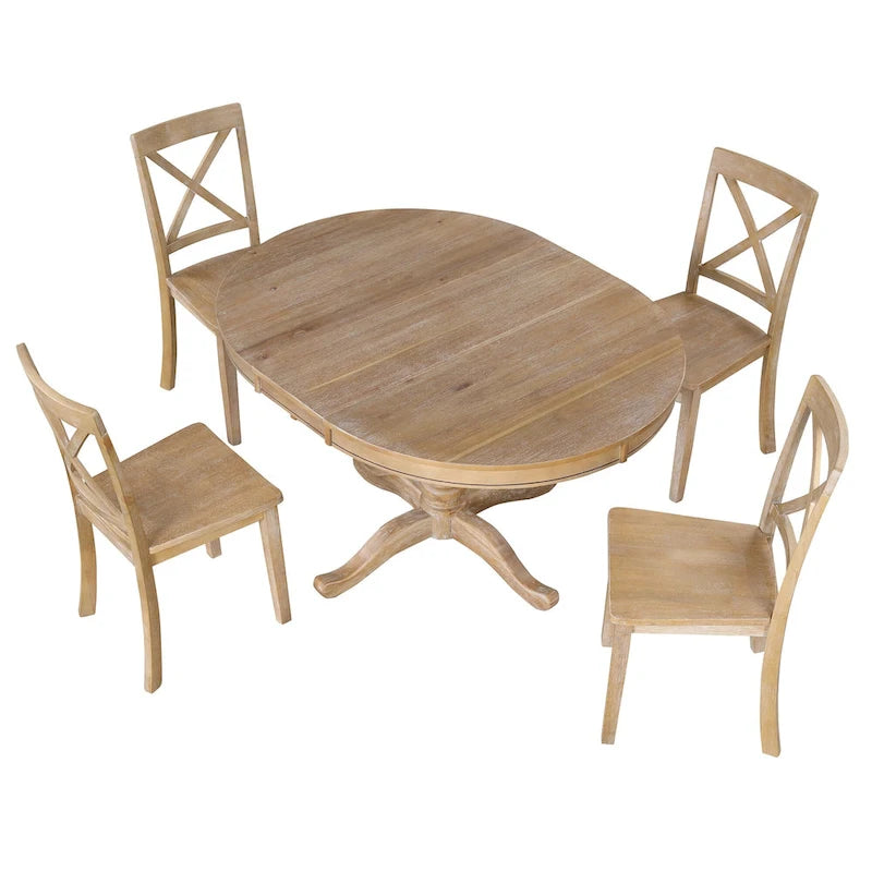 Modern Dining Table Set for 4 with Round Table and 4 Kitchen Room Chairs, 5 Piece Kitchen Table Set for Dining Room 4