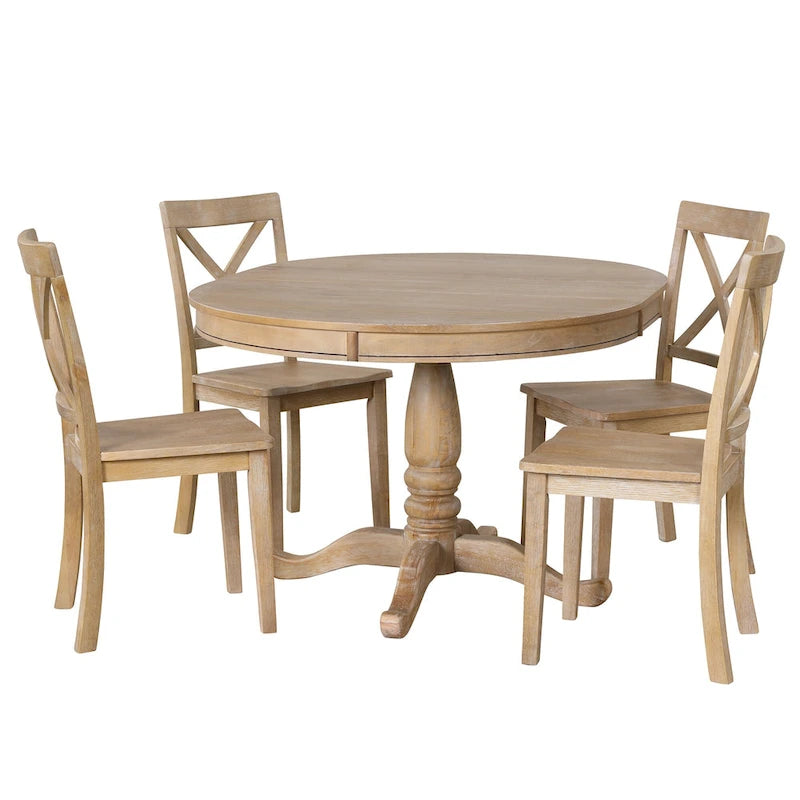 Modern Dining Table Set for 4 with Round Table and 4 Kitchen Room Chairs, 5 Piece Kitchen Table Set for Dining Room 10