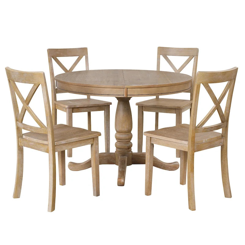 Modern Dining Table Set for 4 with Round Table and 4 Kitchen Room Chairs, 5 Piece Kitchen Table Set for Dining Room 13