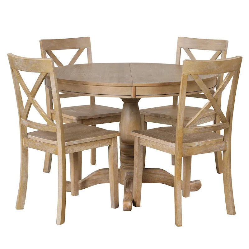 Modern Dining Table Set for 4 with Round Table and 4 Kitchen Room Chairs, 5 Piece Kitchen Table Set for Dining Room 14