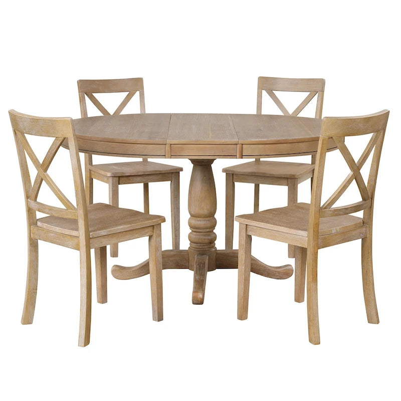 Modern Dining Table Set for 4 with Round Table and 4 Kitchen Room Chairs, 5 Piece Kitchen Table Set for Dining Room 15