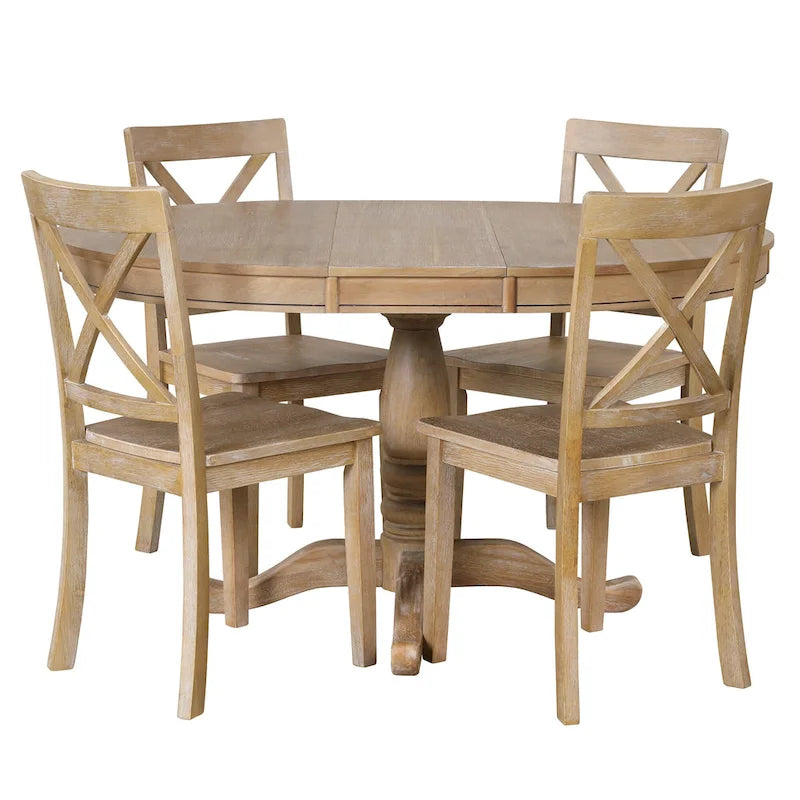 Modern Dining Table Set for 4 with Round Table and 4 Kitchen Room Chairs, 5 Piece Kitchen Table Set for Dining Room 16