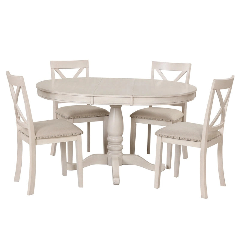 Modern Dining Table Set for 4 with Round Table and 4 Kitchen Room Chairs, 5 Piece Kitchen Table Set for Dining Room 22