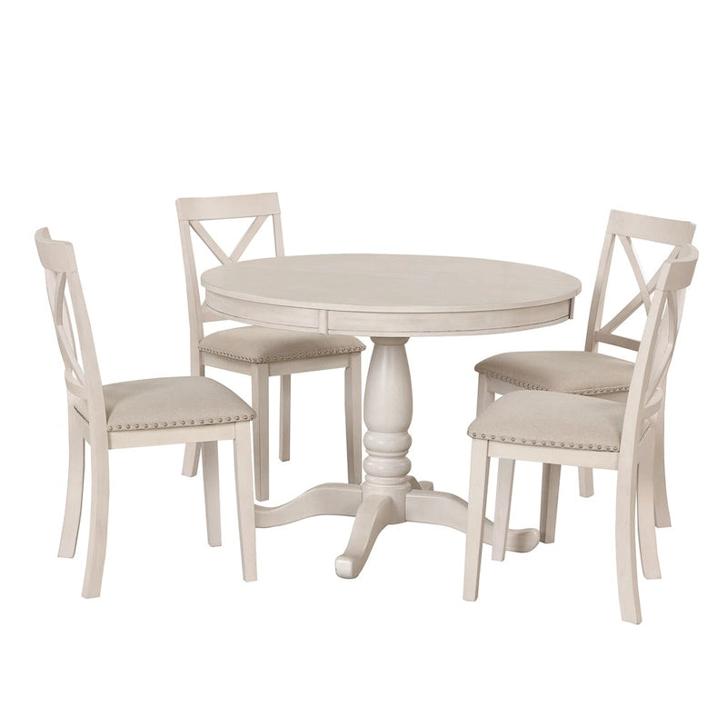 Modern Dining Table Set for 4 with Round Table and 4 Kitchen Room Chairs, 5 Piece Kitchen Table Set for Dining Room 32