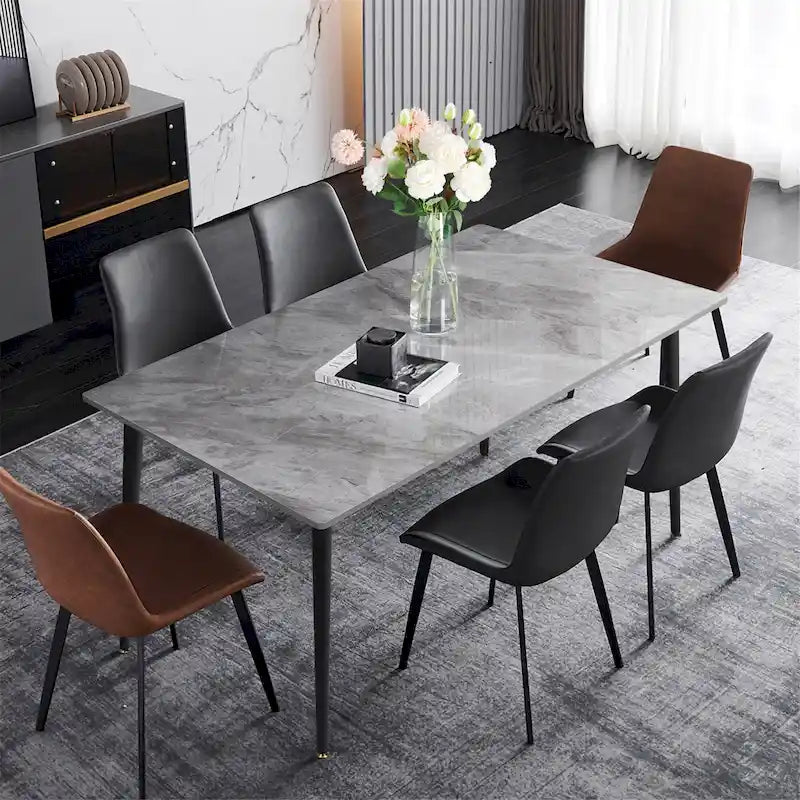 Modern Dining Table with Metal Frame Sintered Stone Top Kitchen Table 22