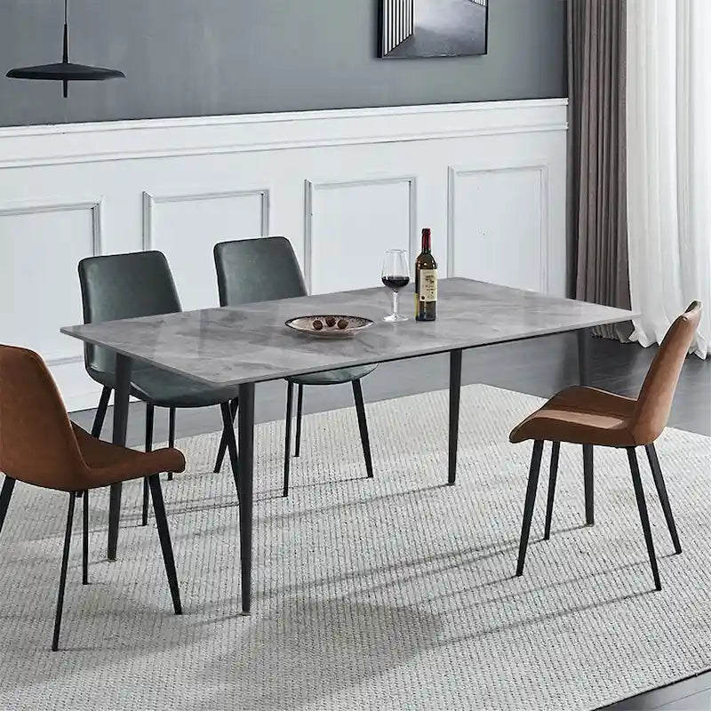 Modern Dining Table with Metal Frame Sintered Stone Top Kitchen Table 3