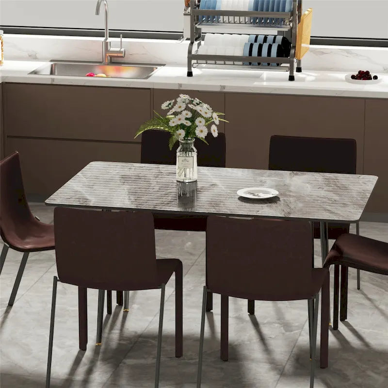 Modern Dining Table with Metal Frame Sintered Stone Top Kitchen Table 4