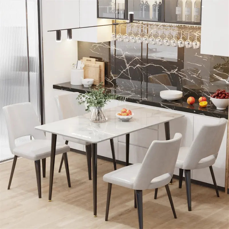 Modern Dining Table with Metal Frame Sintered Stone Top Kitchen Table 7