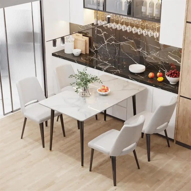 Modern Dining Table with Metal Frame Sintered Stone Top Kitchen Table 12
