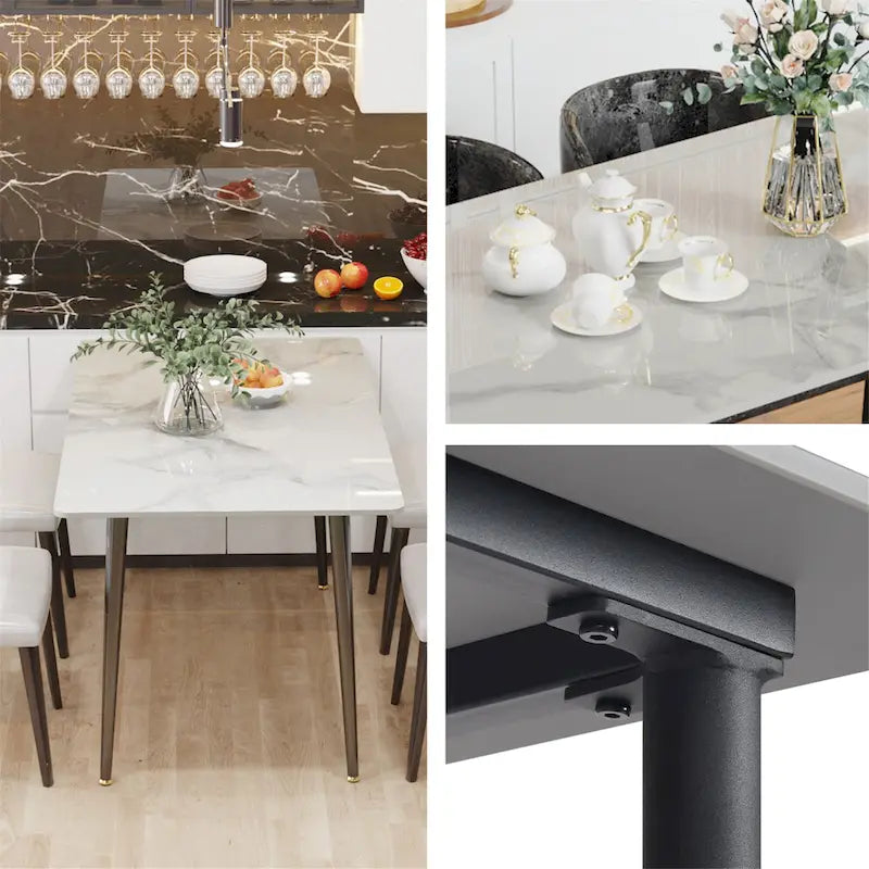Modern Dining Table with Metal Frame Sintered Stone Top Kitchen Table 13