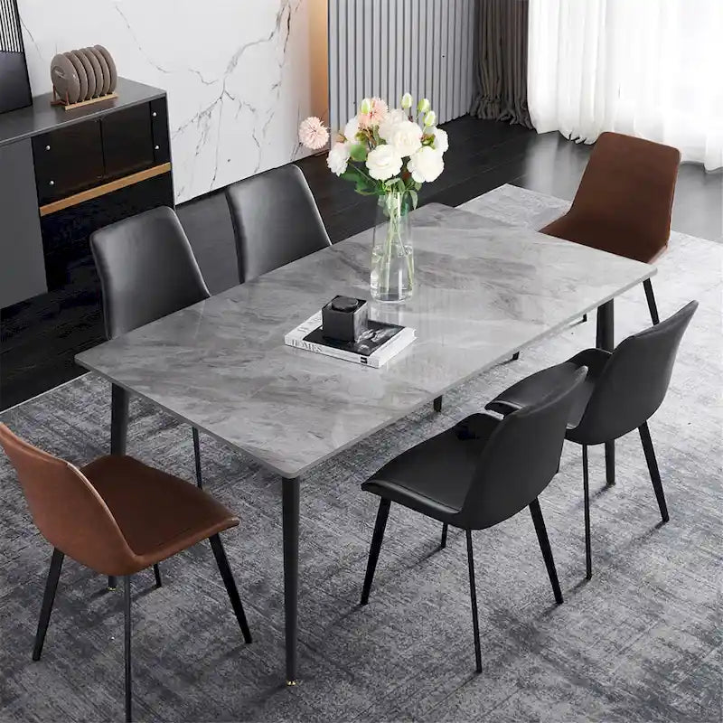 Modern Dining Table with Metal Frame Sintered Stone Top Kitchen Table 14