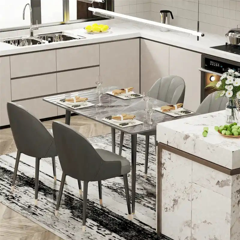 Modern Dining Table with Metal Frame Sintered Stone Top Kitchen Table 15