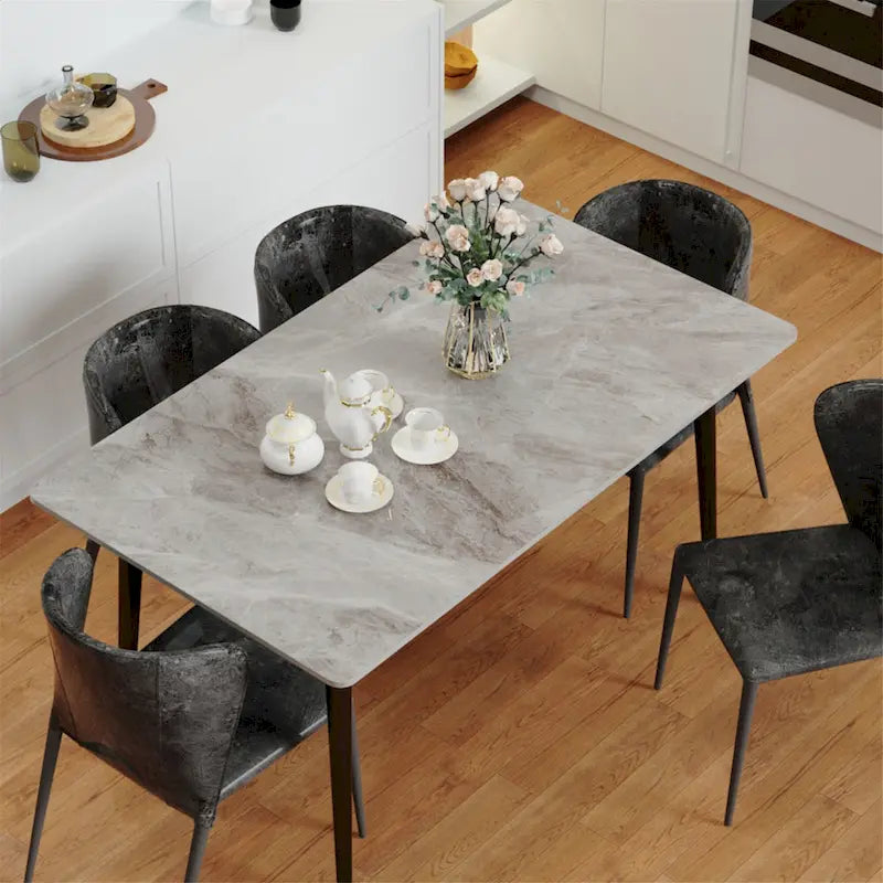 Modern Dining Table with Metal Frame Sintered Stone Top Kitchen Table 16