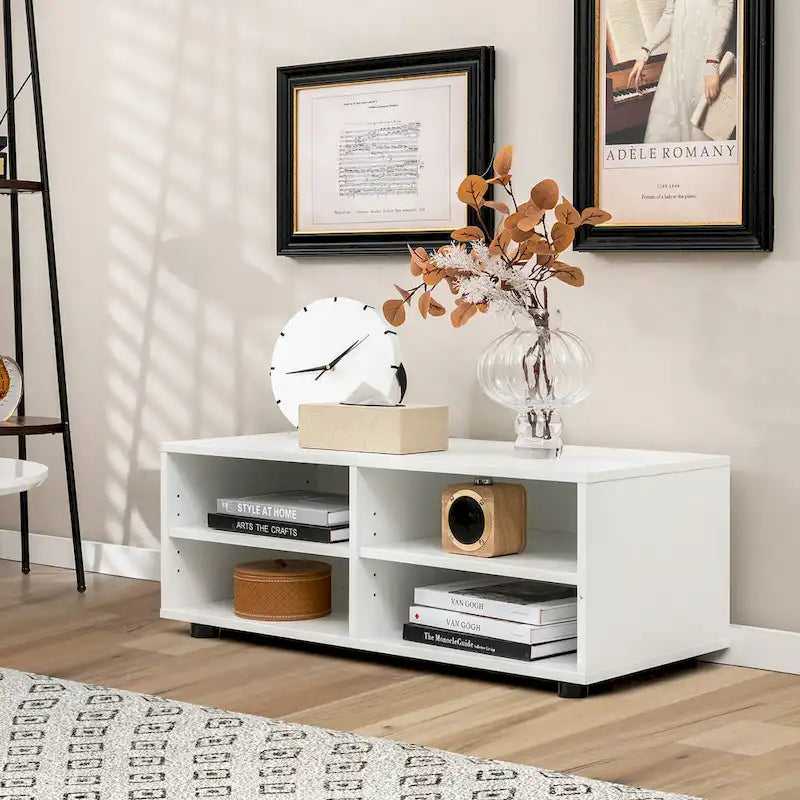 Gymax Media Console Entertainment Center 4-Cubby TV Stand Cabinet w/ 5