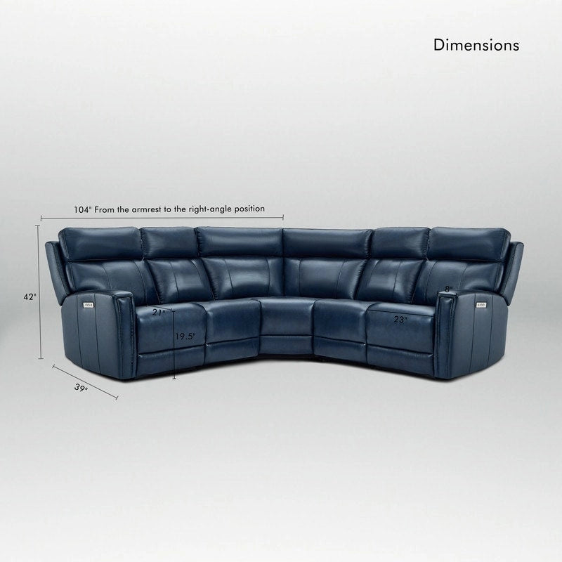 104 W 3-Color Genuine Leather Power Reclining sectional sofa With Zero Gravity, USB&USB-C Ports, 2StationaryArmlesschairs 6