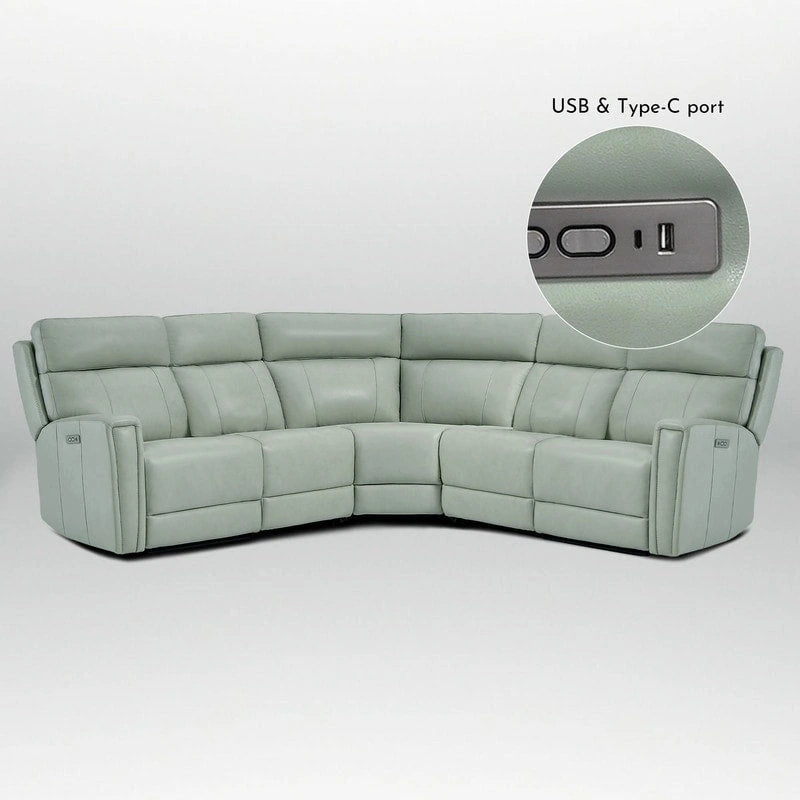 104 W 3-Color Genuine Leather Power Reclining sectional sofa With Zero Gravity, USB&USB-C Ports, 2StationaryArmlesschairs 10