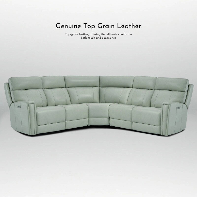 104 W 3-Color Genuine Leather Power Reclining sectional sofa With Zero Gravity, USB&USB-C Ports, 2StationaryArmlesschairs 14