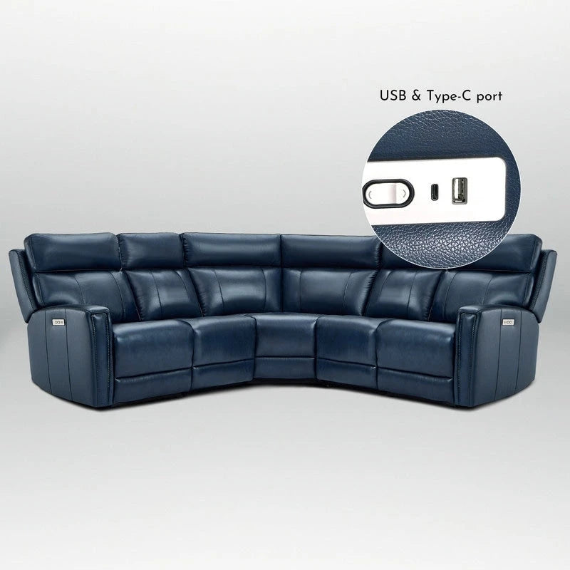 104 W 3-Color Genuine Leather Power Reclining sectional sofa With Zero Gravity, USB&USB-C Ports, 2StationaryArmlesschairs 16