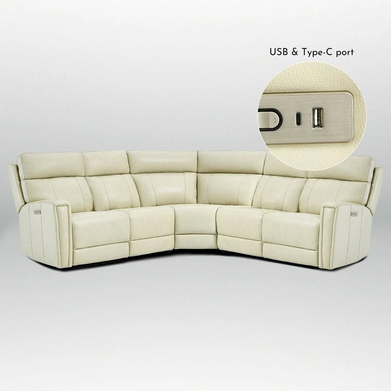 104 W 3-Color Genuine Leather Power Reclining sectional sofa With Zero Gravity, USB&USB-C Ports, 2StationaryArmlesschairs 22