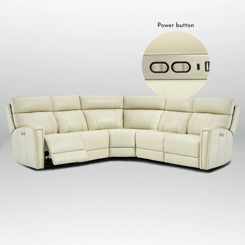 104 W 3-Color Genuine Leather Power Reclining sectional sofa With Zero Gravity, USB&USB-C Ports, 2StationaryArmlesschairs 25