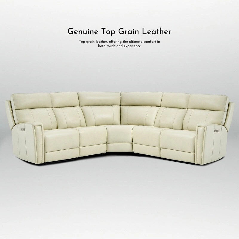 104 W 3-Color Genuine Leather Power Reclining sectional sofa With Zero Gravity, USB&USB-C Ports, 2StationaryArmlesschairs 26