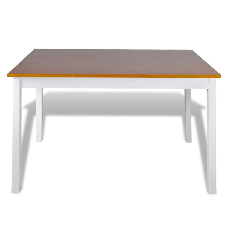 5pc Dining Table Set, 43 Inch Rectangular, 4 Chairs, Brown White Wood 3