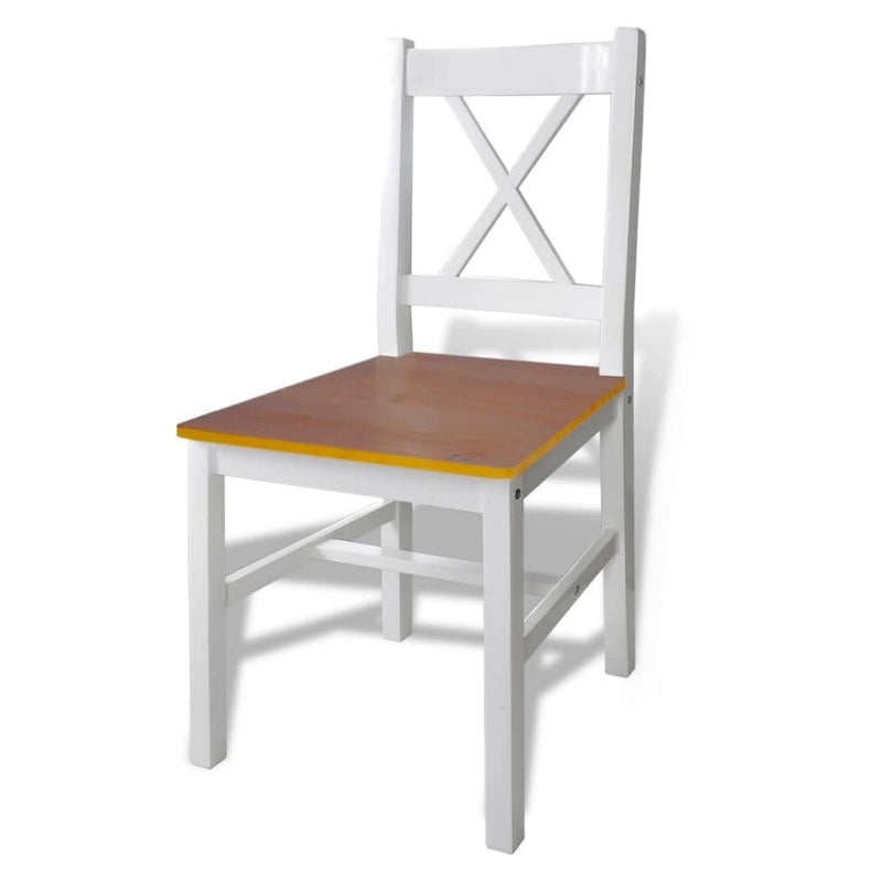 5pc Dining Table Set, 43 Inch Rectangular, 4 Chairs, Brown White Wood 4