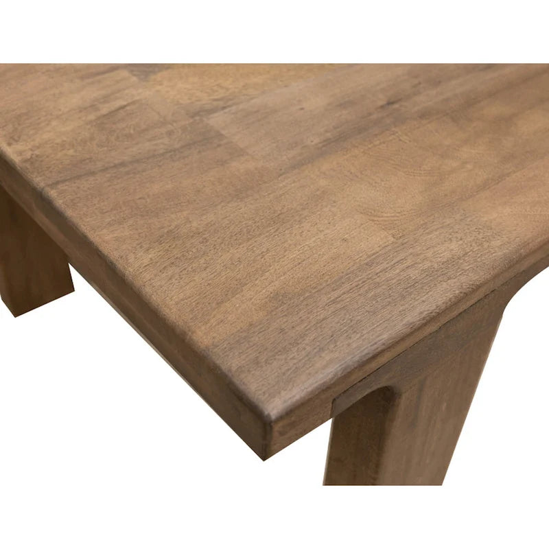 Okai Dining Table, 87 Inch Rectangular Top, Rustic Brown Solid Mango Wood 3
