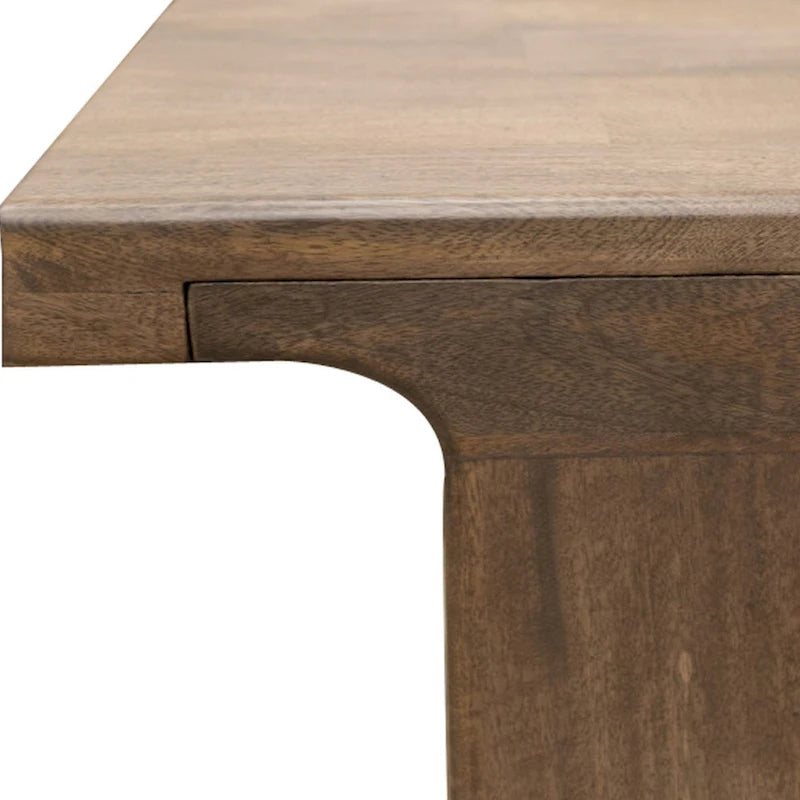 Okai Dining Table, 87 Inch Rectangular Top, Rustic Brown Solid Mango Wood 4