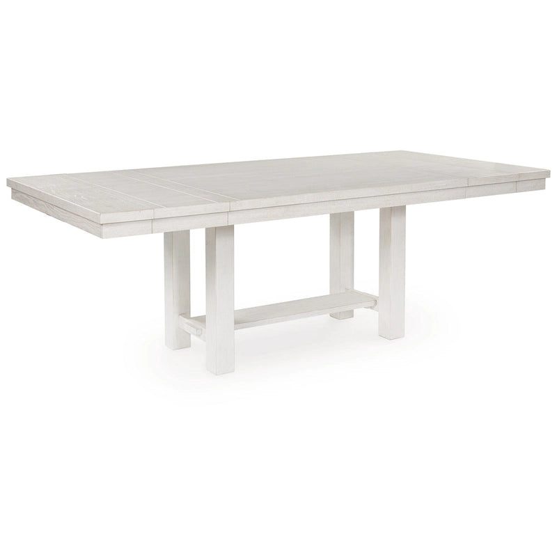 Fleur Dining Table with 2 Extension Leaves, White Wood, 62-86 Inch