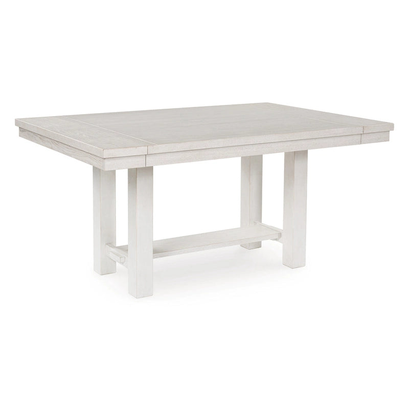 Fleur Dining Table with 2 Extension Leaves, White Wood, 62-86 Inch