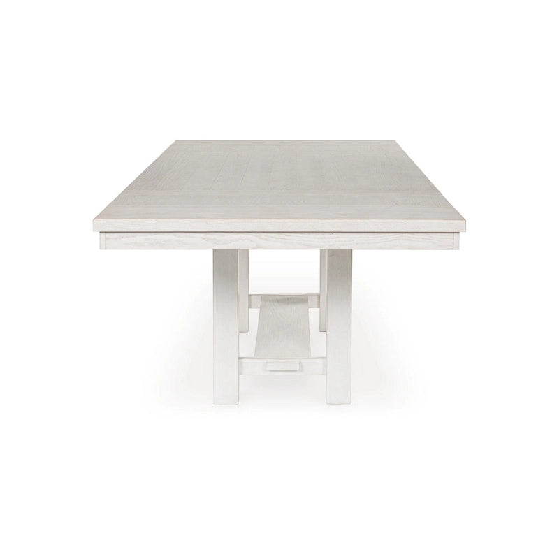 Fleur Dining Table with 2 Extension Leaves, White Wood, 62-86 Inch 4