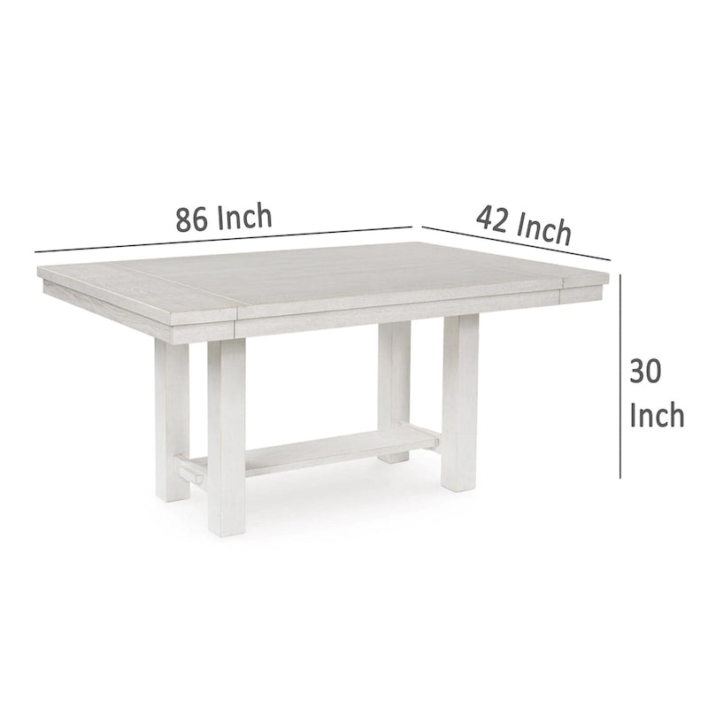 Fleur Dining Table with 2 Extension Leaves, White Wood, 62-86 Inch 5