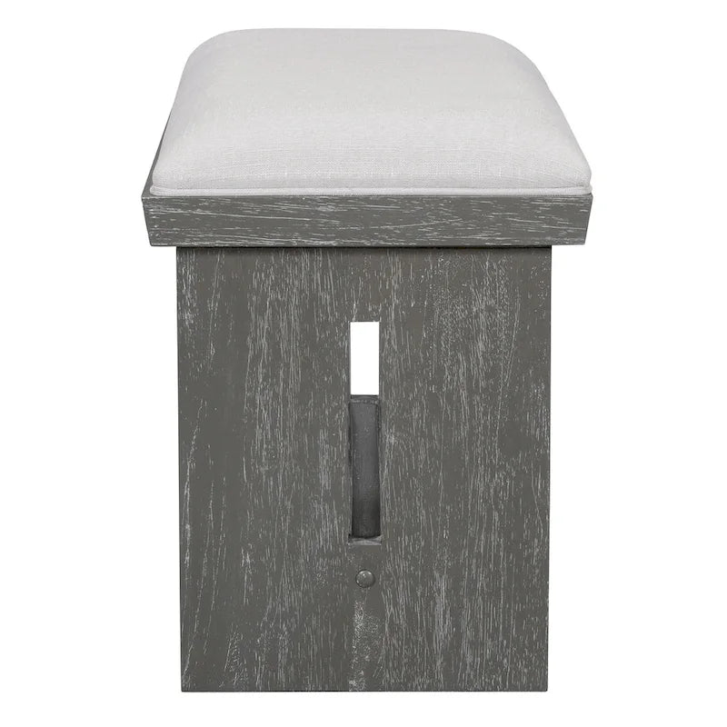 6 Pcs Dining Table Set, Wood Dining Kitchen Table and Chairs Set with Rectangular Table, 4 Upholstered Chairs and 1 Bench 19