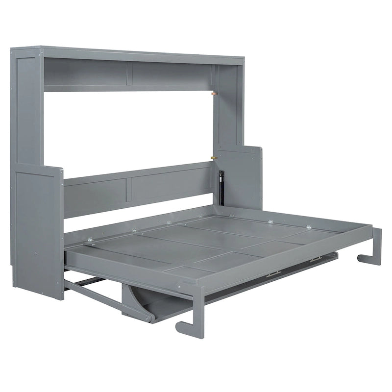 Murphy Bed with Hydraulic Lift & Desk Design, Queen/Full Size Bed 7