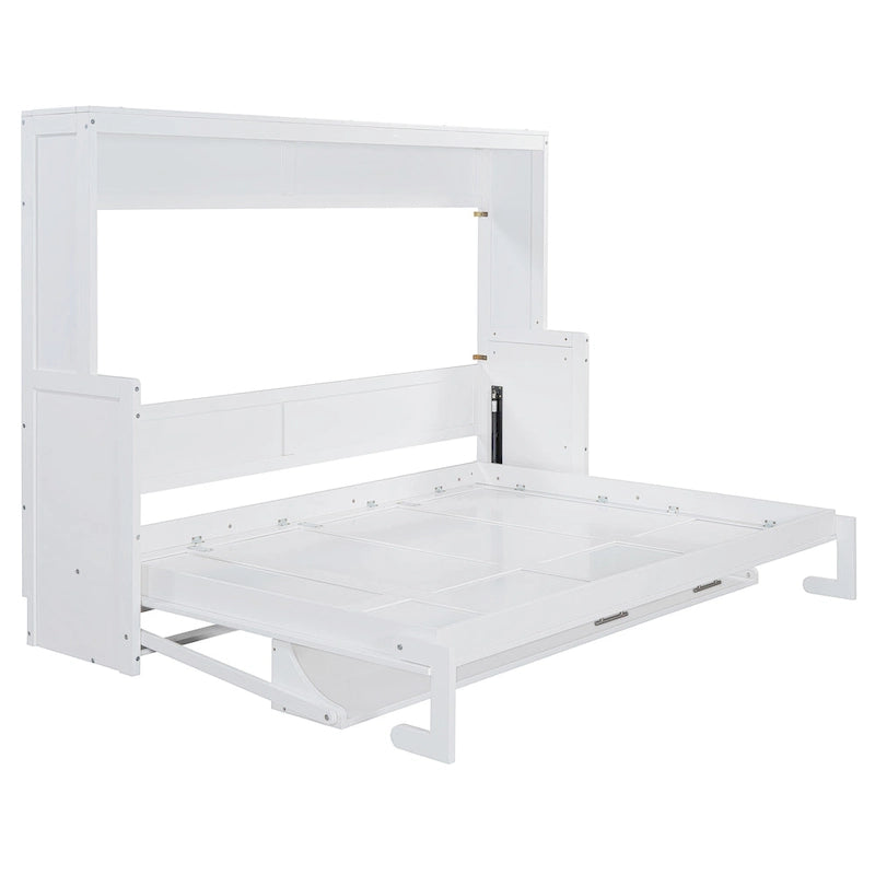 Murphy Bed with Hydraulic Lift & Desk Design, Queen/Full Size Bed 8