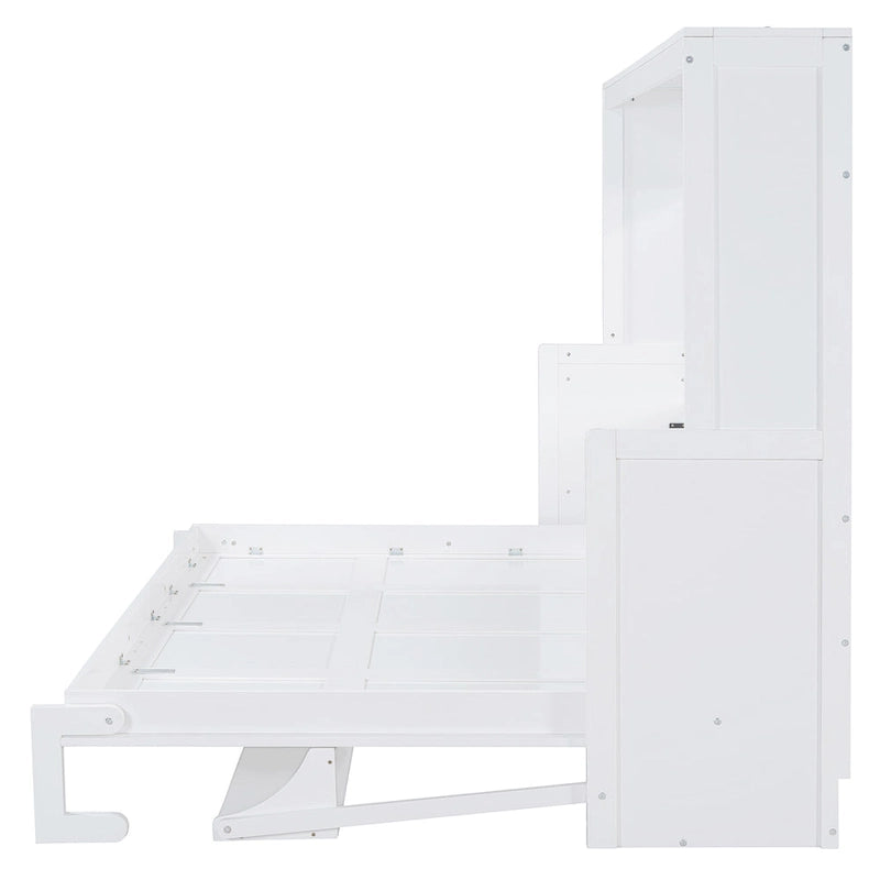 Murphy Bed with Hydraulic Lift & Desk Design, Queen/Full Size Bed 9