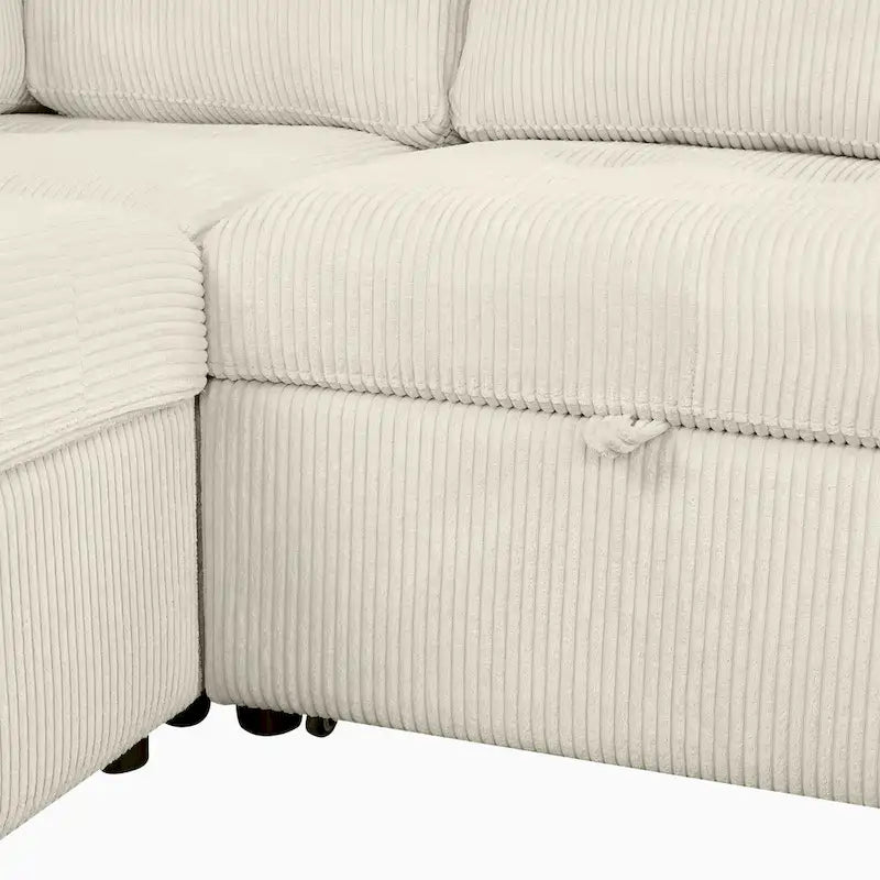 Roomfitters U-Shaped Sectional Sofa Pull-Out Bed with Storage Chaise Lounge and Built-In Charging Devices for Living Room 24
