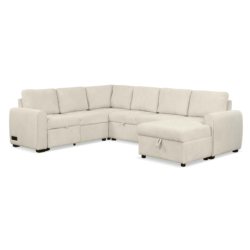 Roomfitters U-Shaped Sectional Sofa Pull-Out Bed with Storage Chaise Lounge and Built-In Charging Devices for Living Room 34